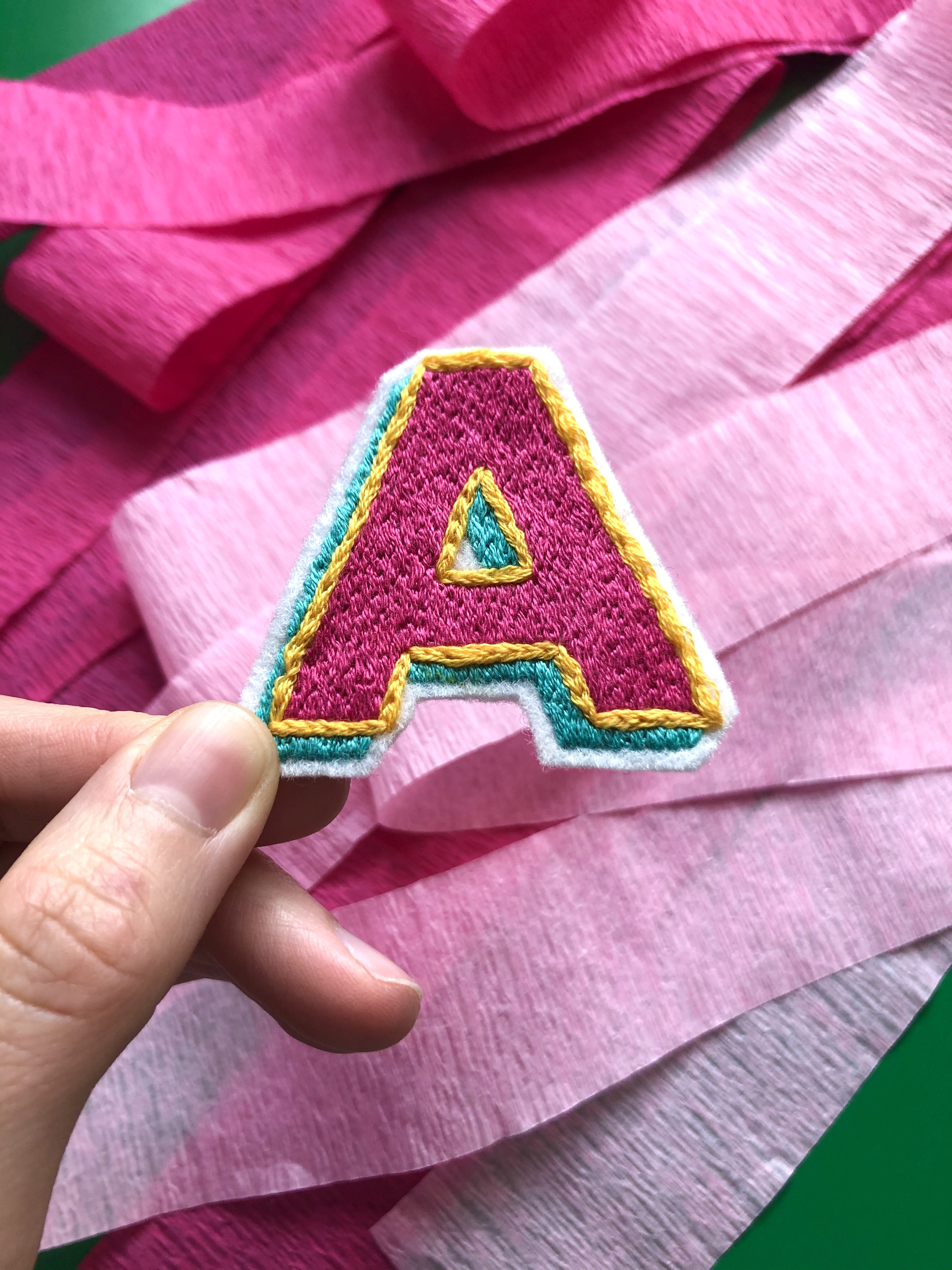 Initial letter hand embroidered felt patch