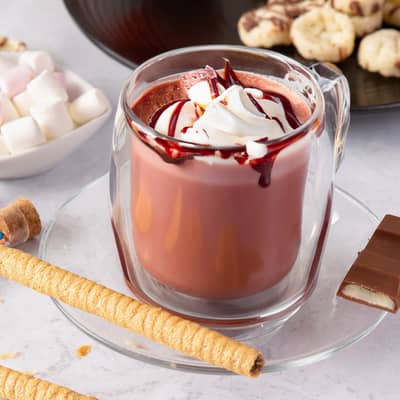 Delicious hot chocolate with toppings
