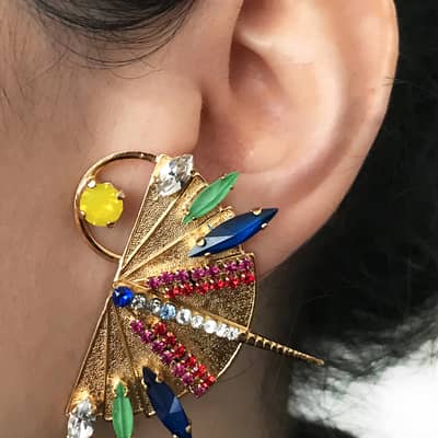 Gold fan earrings