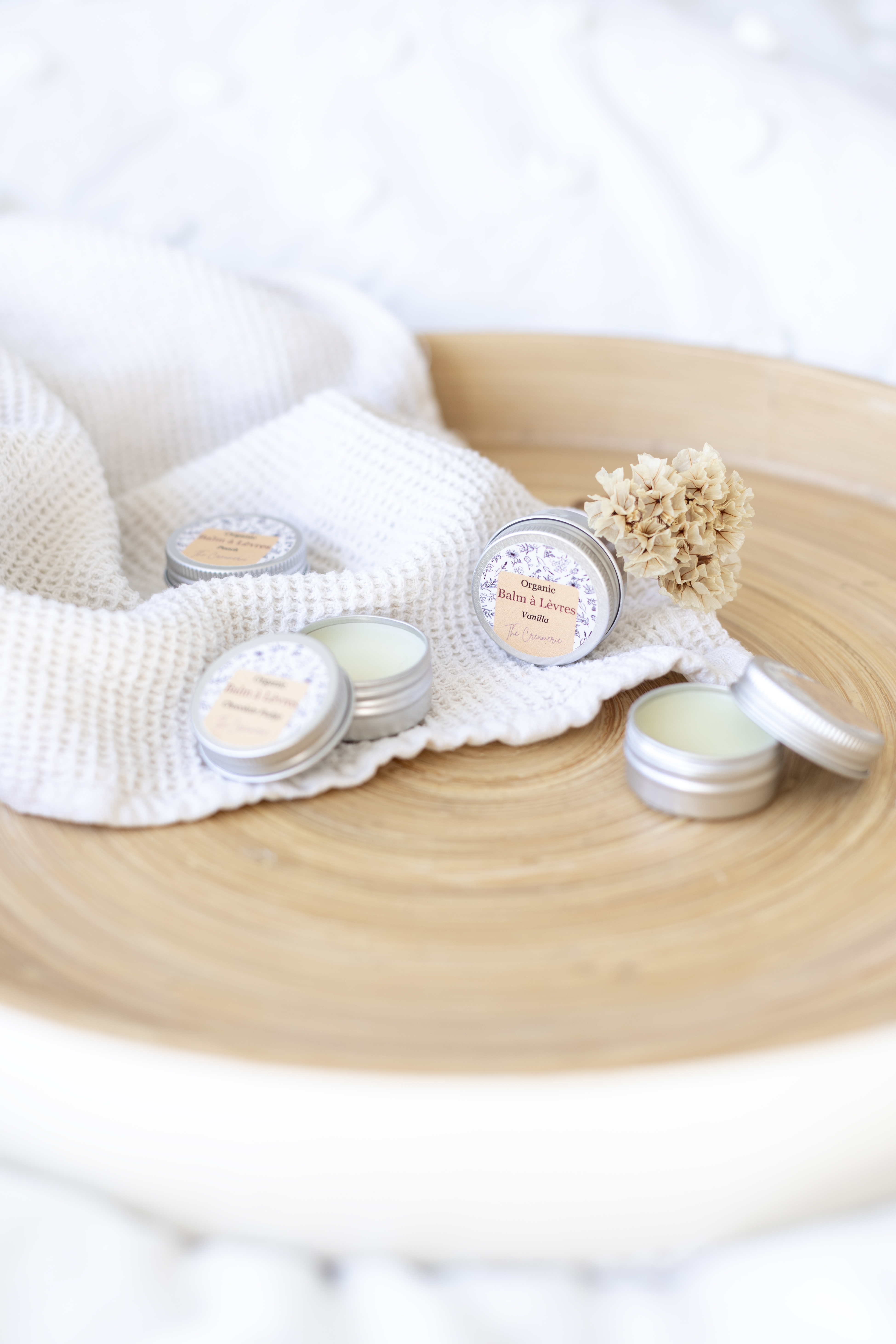 Set of organic lip balms