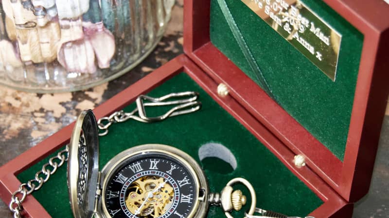 Engraved pocket watch groomsmen gifts