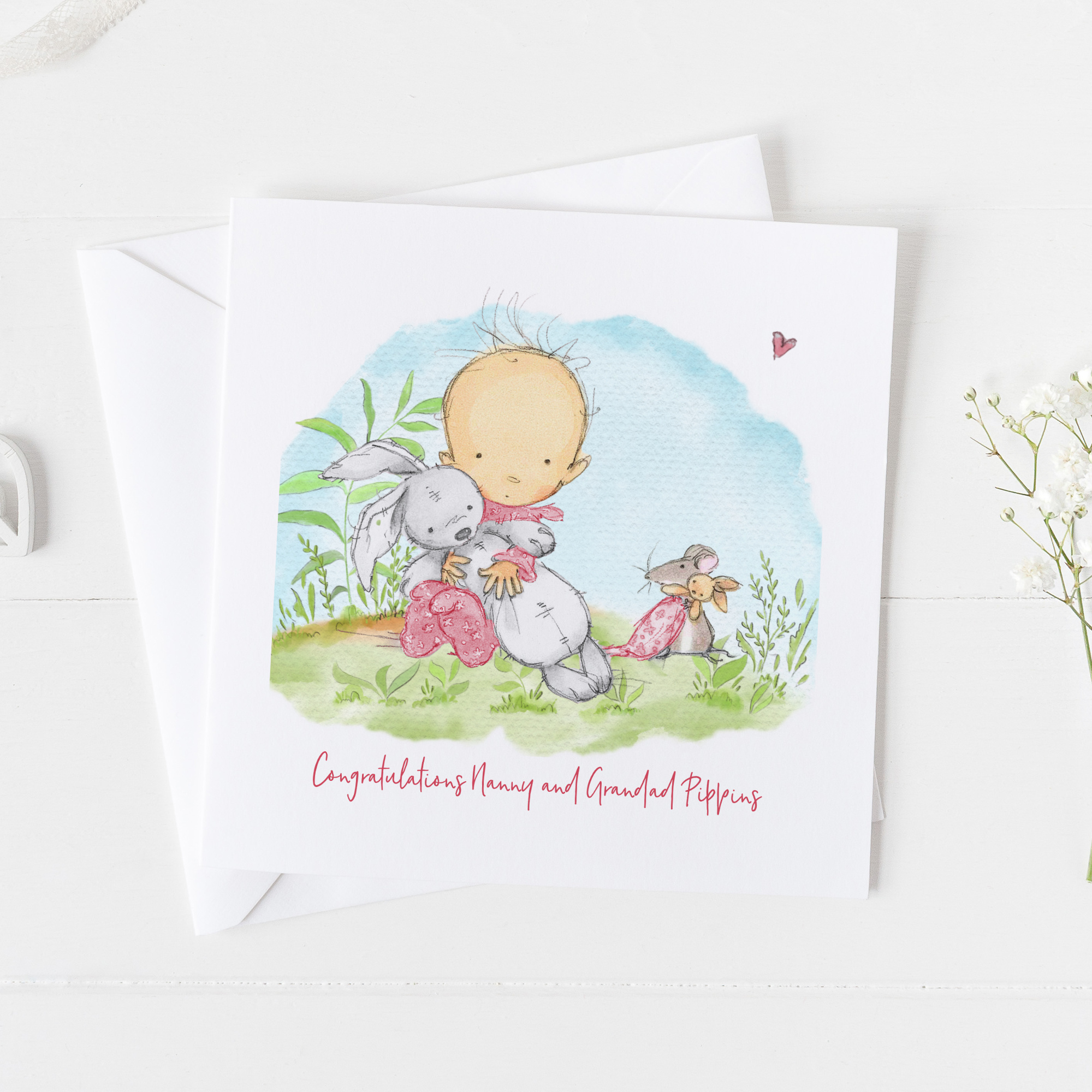 Square card for a newborn baby 