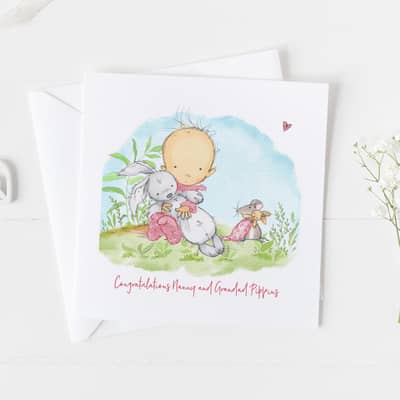 Square card for a newborn baby