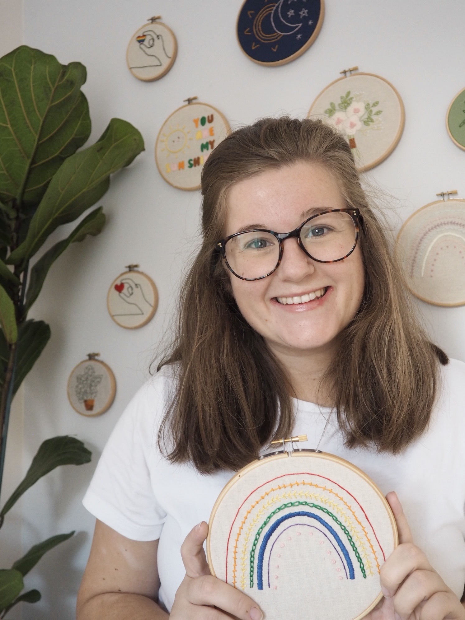 Thimble and fabric small business founder portrait Jess