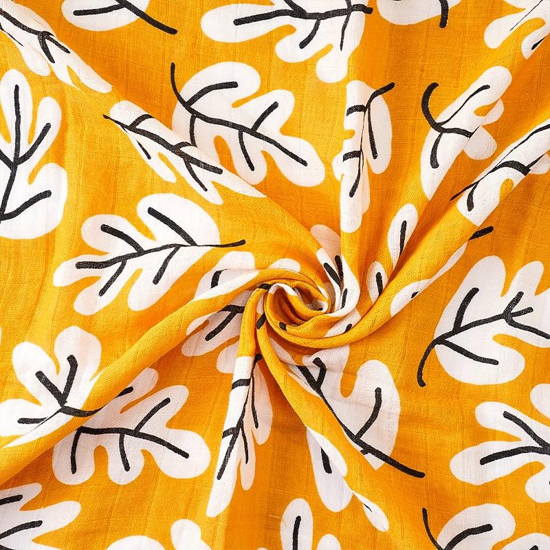 Leaf muslin orange autumn muslin