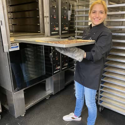 Fudgy brownies coming out of the oven