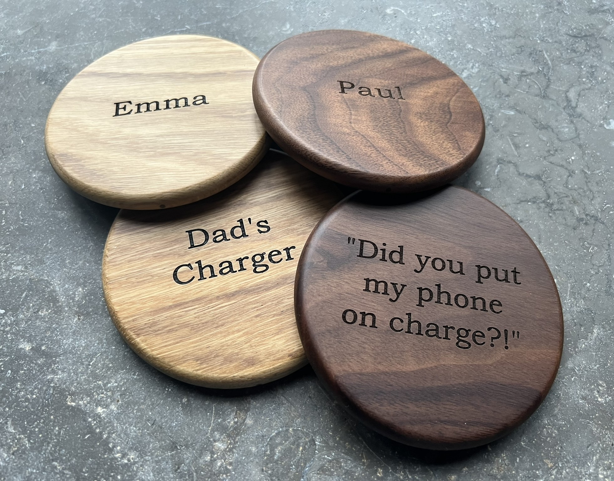 Premium hardwood wireless chargers