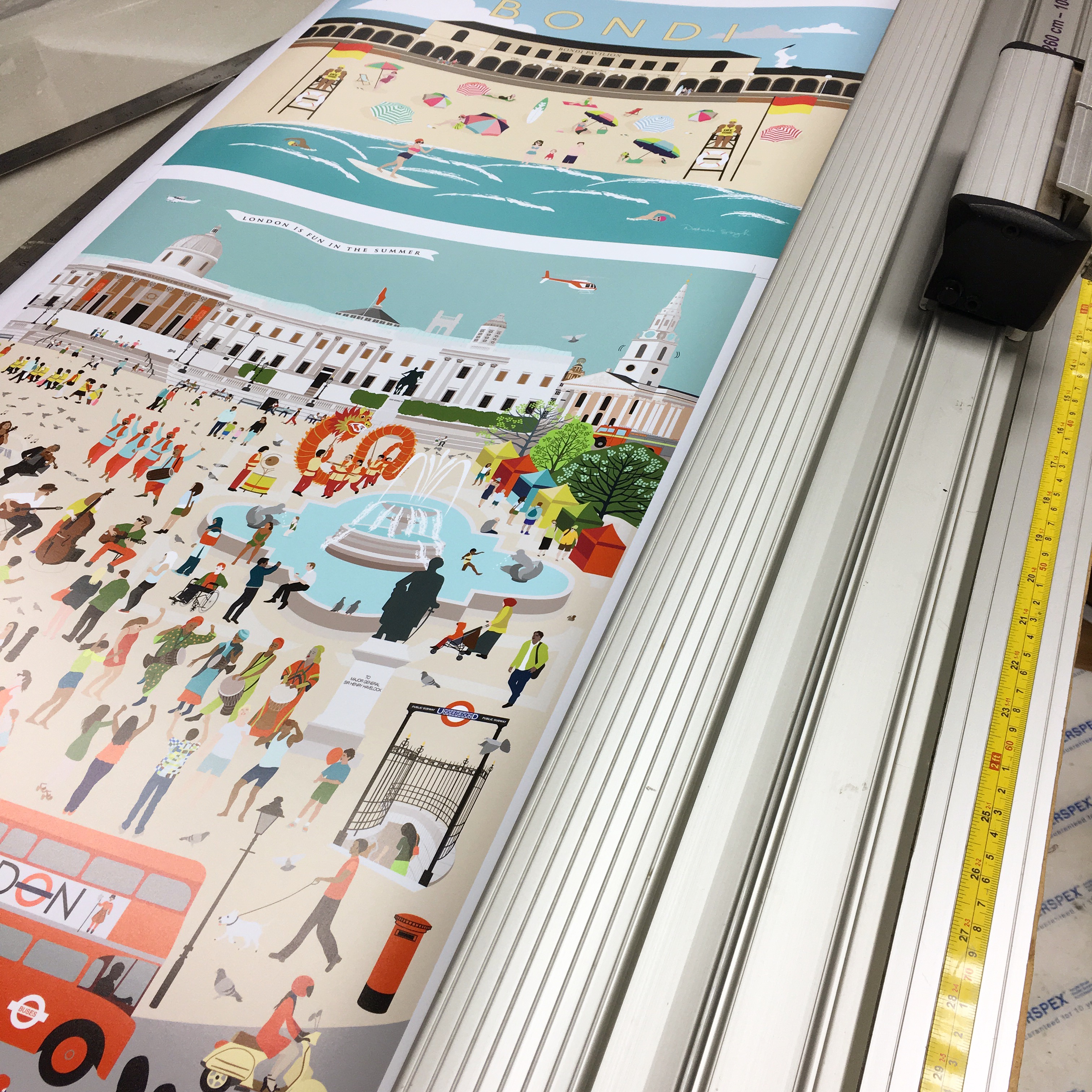 Prints being trimmed on the guillotine in my busy print studio