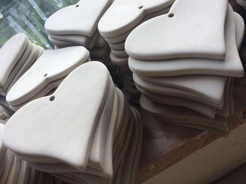 All our hearts are hand cut being glazed three times before completion.