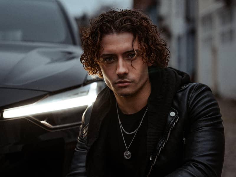 men's pearl bracelet with gold plated rose pendant