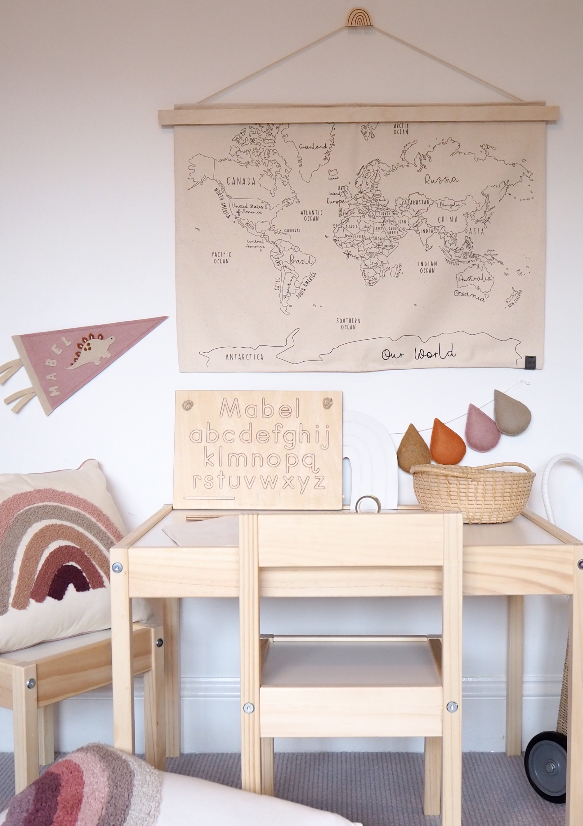 Little M world map wall hanging 