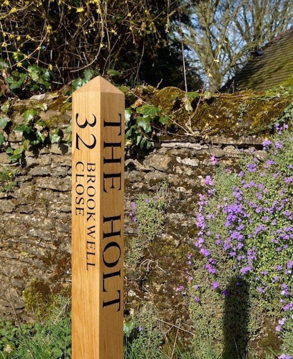 Engraved oak house signs