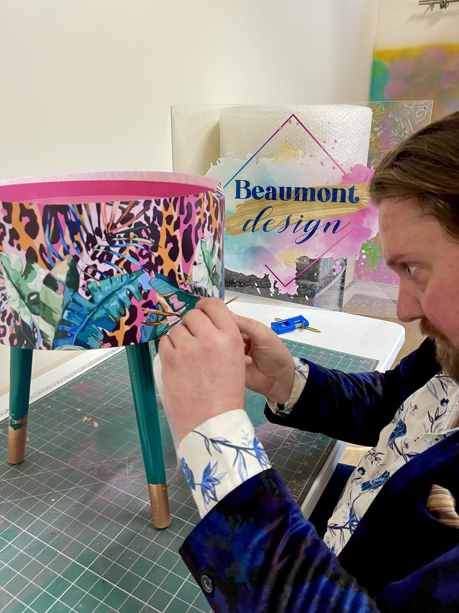 Putting the finishing touches on a table