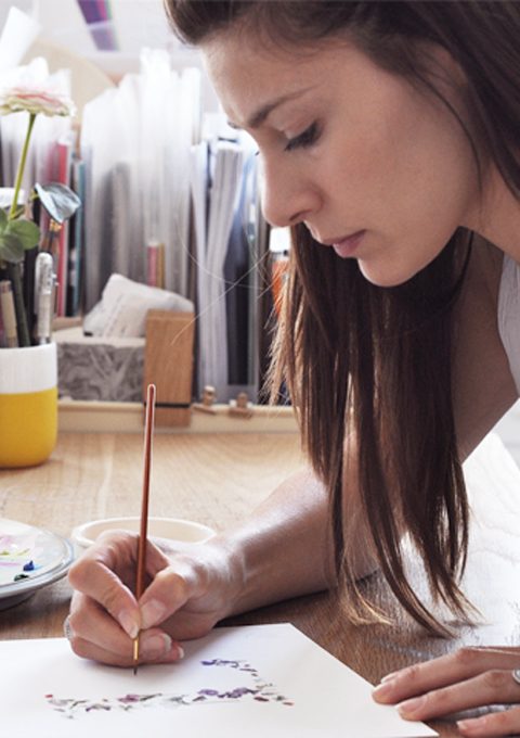 Working from home painting personalised initials