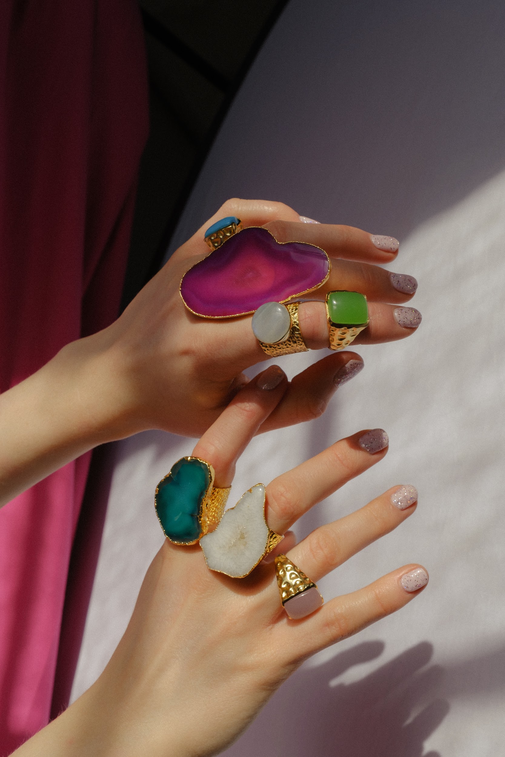 Awesone ULTRA MEGA rings by YAA YAA LONDON with agate stone.  Each ring is one of a kind and bursting with character and colour.