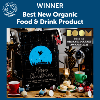 Best New Organic Food & Drink Product - Soil Association Boom Awards - Blue Goose Nespresso Compostable Coffee Pod Advent Calendar