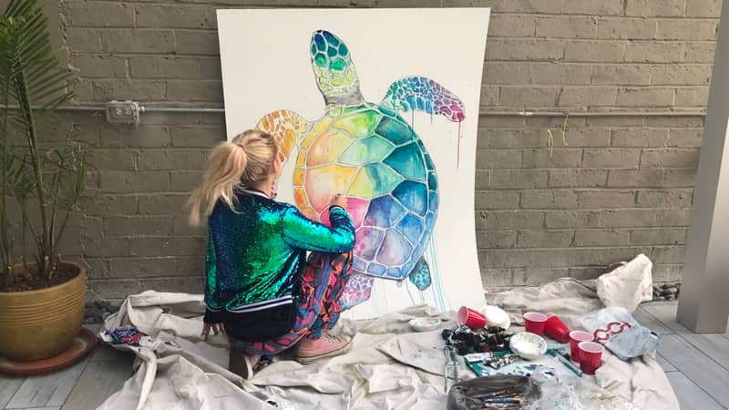 This is me in Australia painting a turtle, I love the colour in this one!
