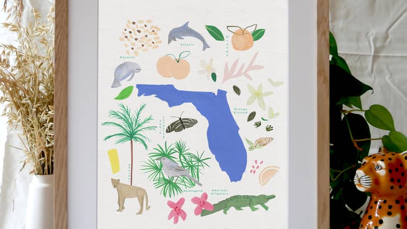 Map Art Print USA States