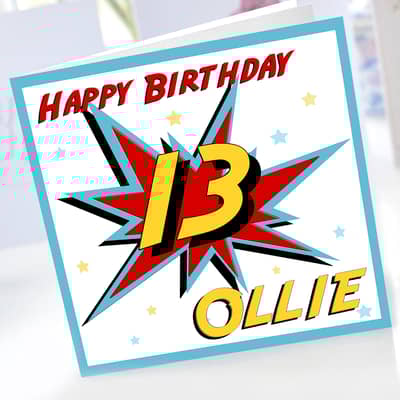 13th birthday superhero card