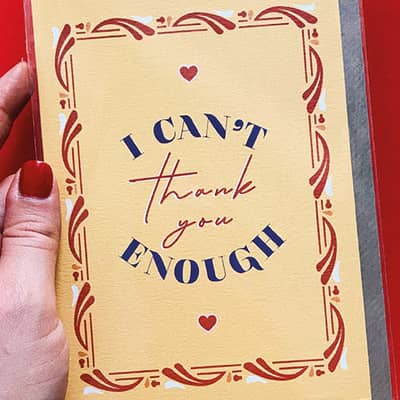 Cant thank you enough card