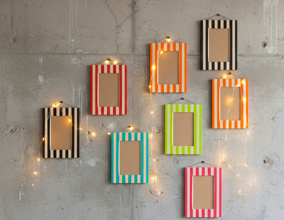 Upcycled Hand-painted Stripe Eco-Wooden Photo Frame A4