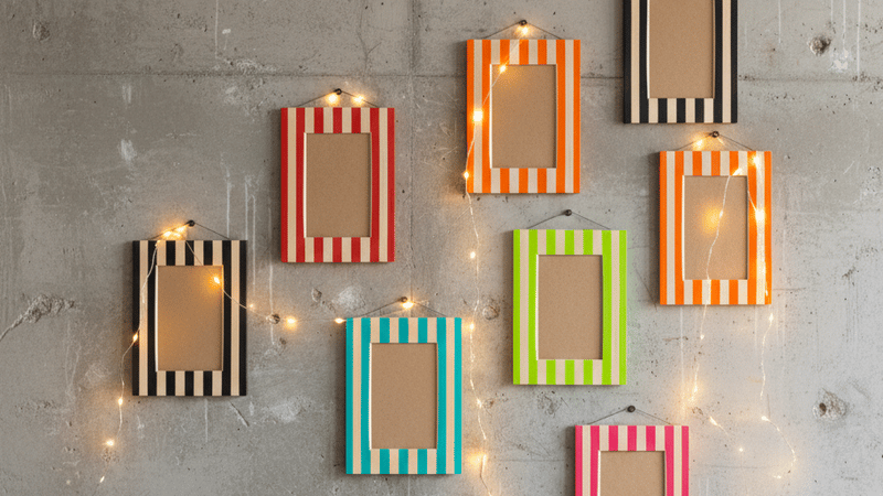 Upcycled Hand-painted Stripe Eco-Wooden Photo Frame A4