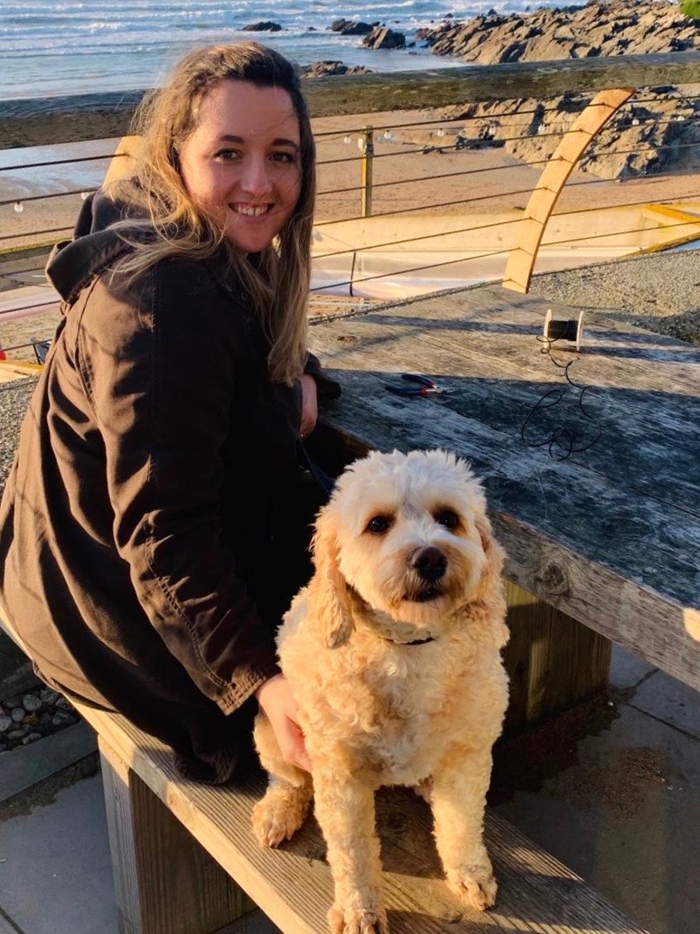 Bethan and her dog Mabel at the beach