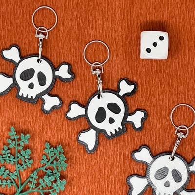 Monochrome Skull and Crossbones Keyrings