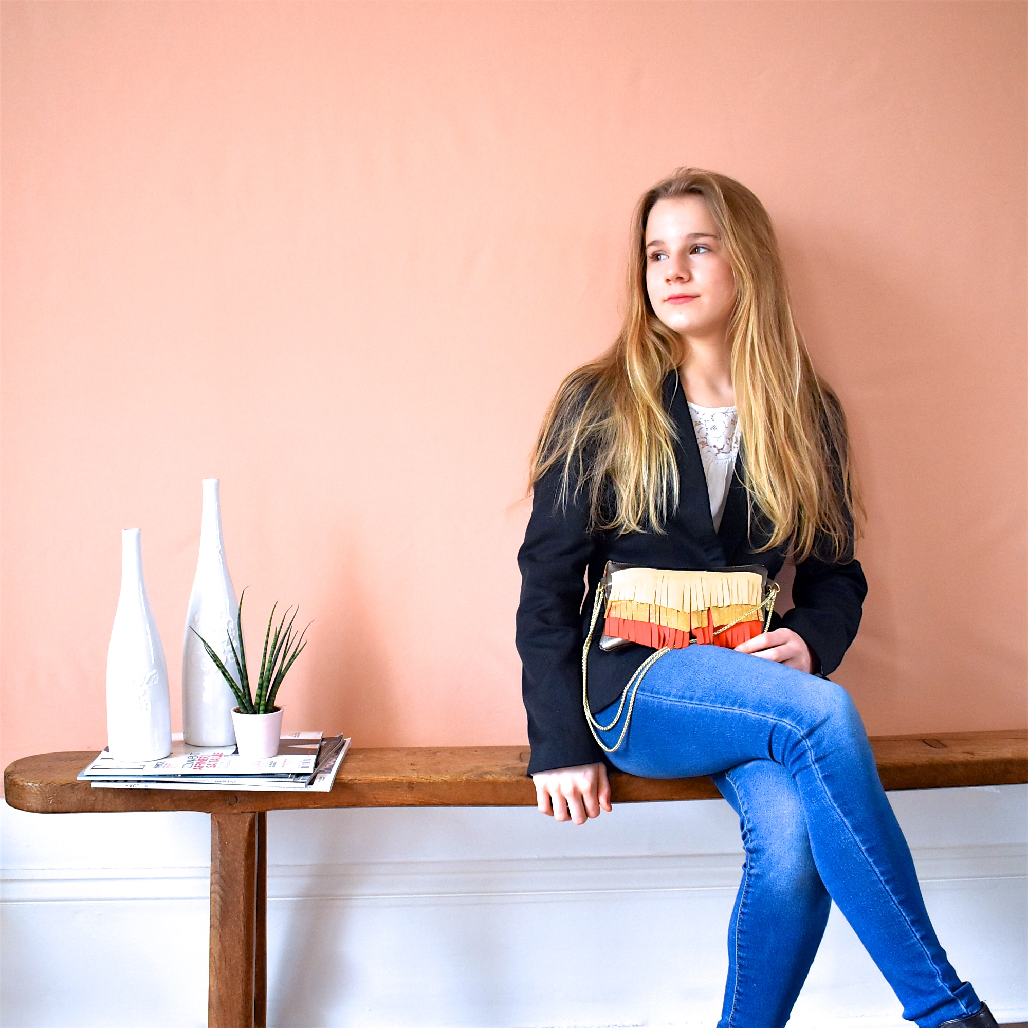 Genuine leather chain bag