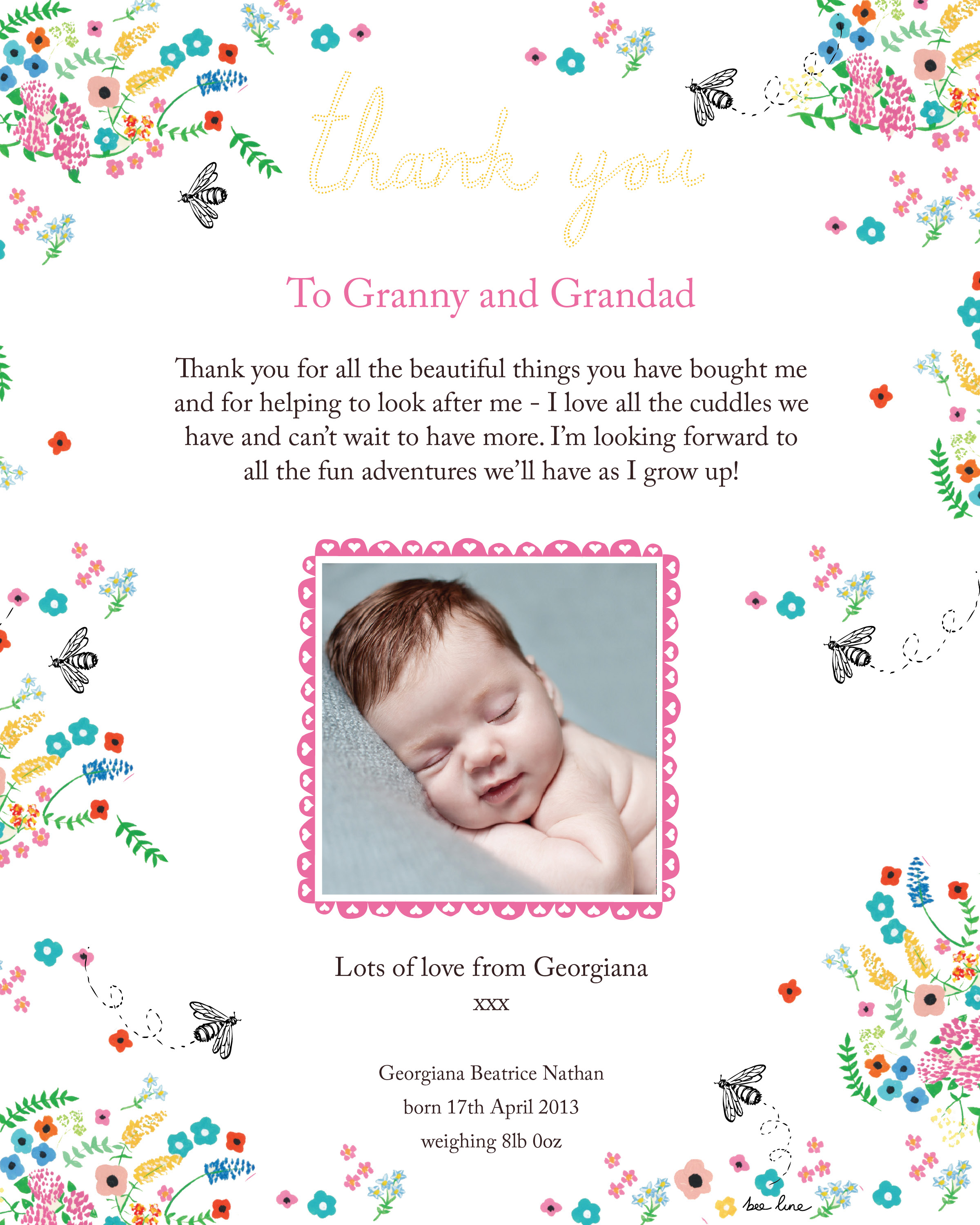 Personalised Grandparents thank you print by Ten and Sixpence
