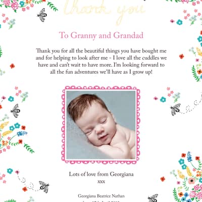 Personalised Grandparents thank you print by Ten and Sixpence