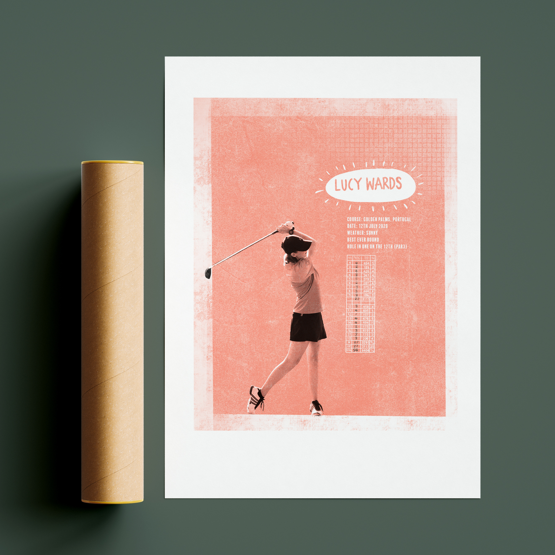 Personalised golf poster print