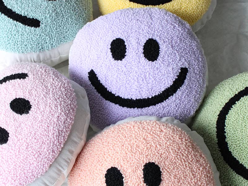 Collection of Smiley Punch Needle Cushions