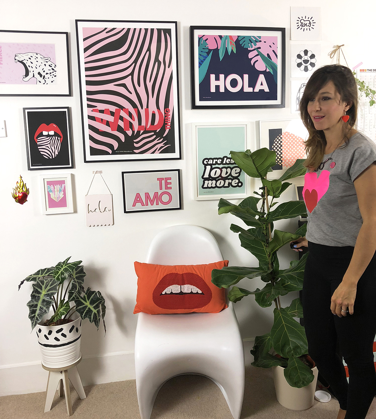 Emily with her studio wall