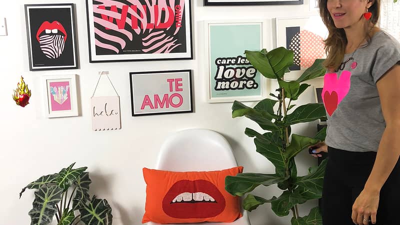 Emily with her studio wall