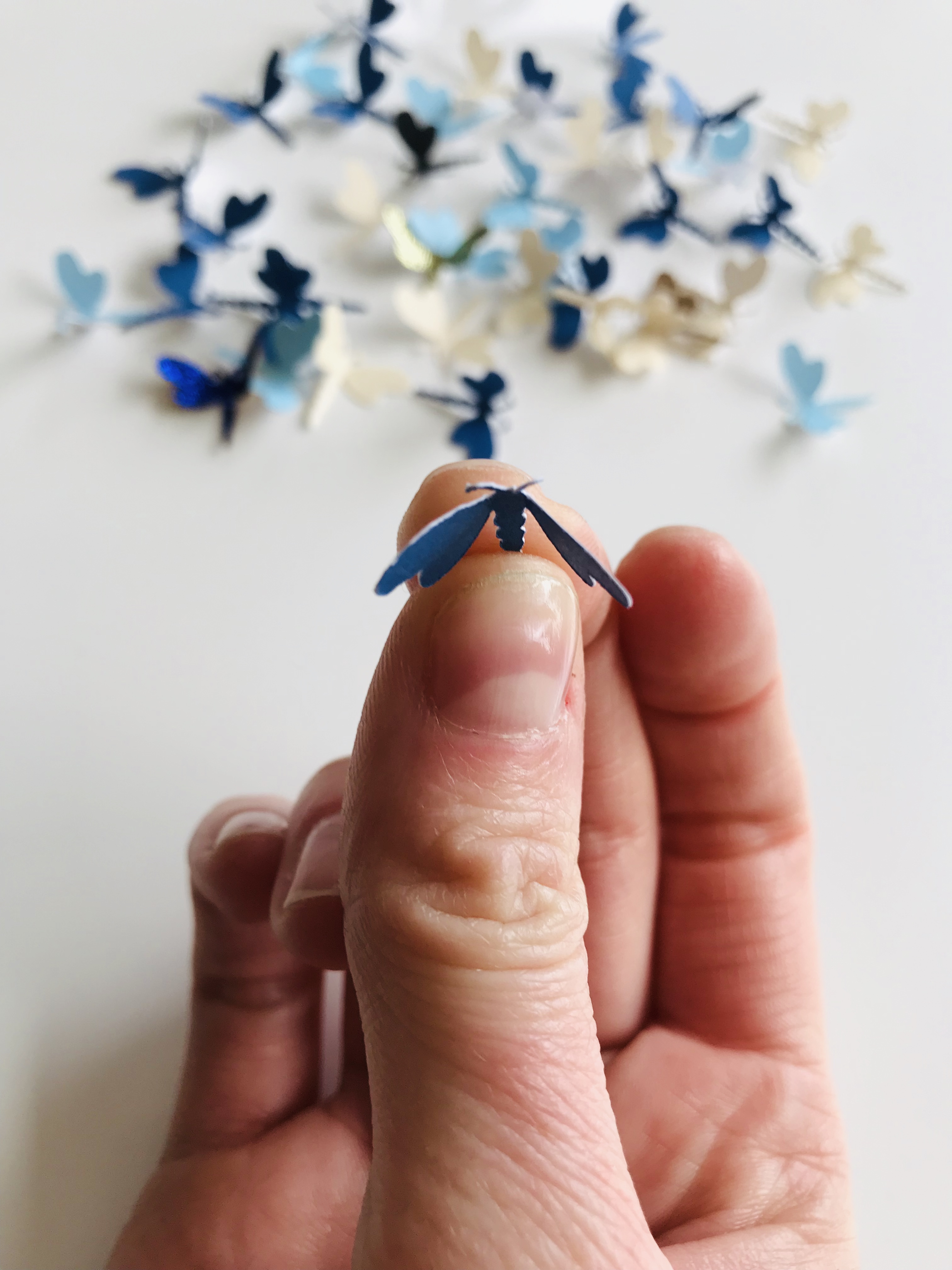 Handfolded 3D dragonflies