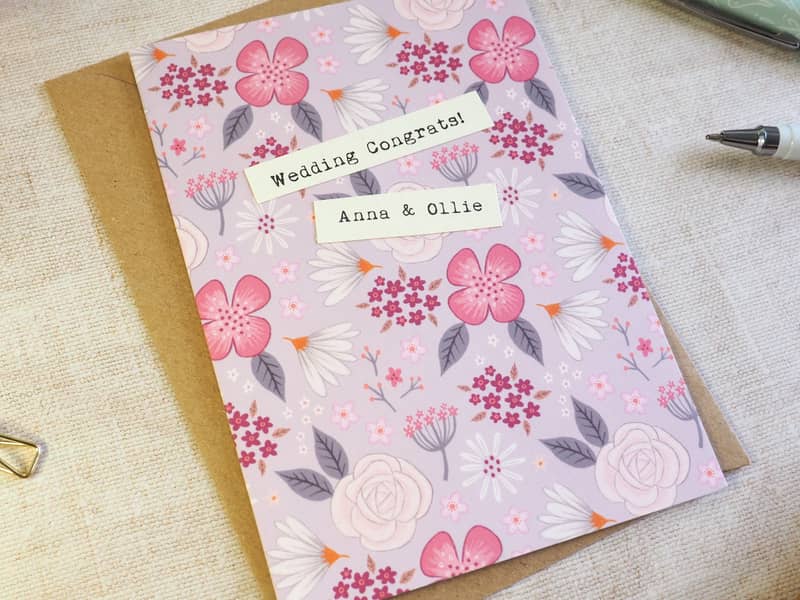 Rose Pink Floral Wedding Card