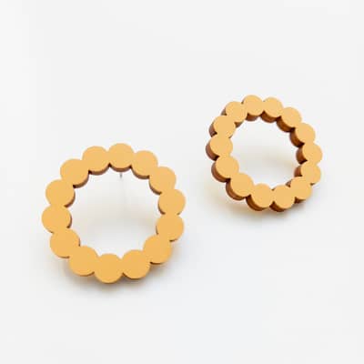 Circle Wooden Stud Earrings