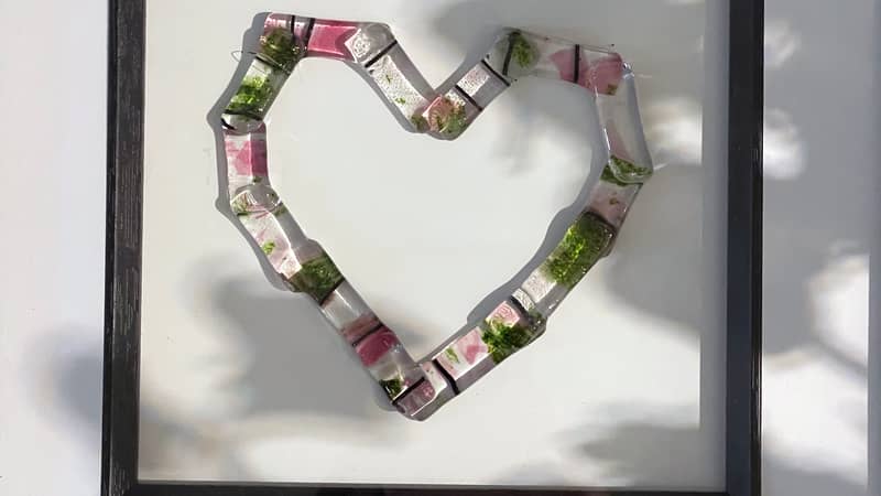 Spring Love framed art glass