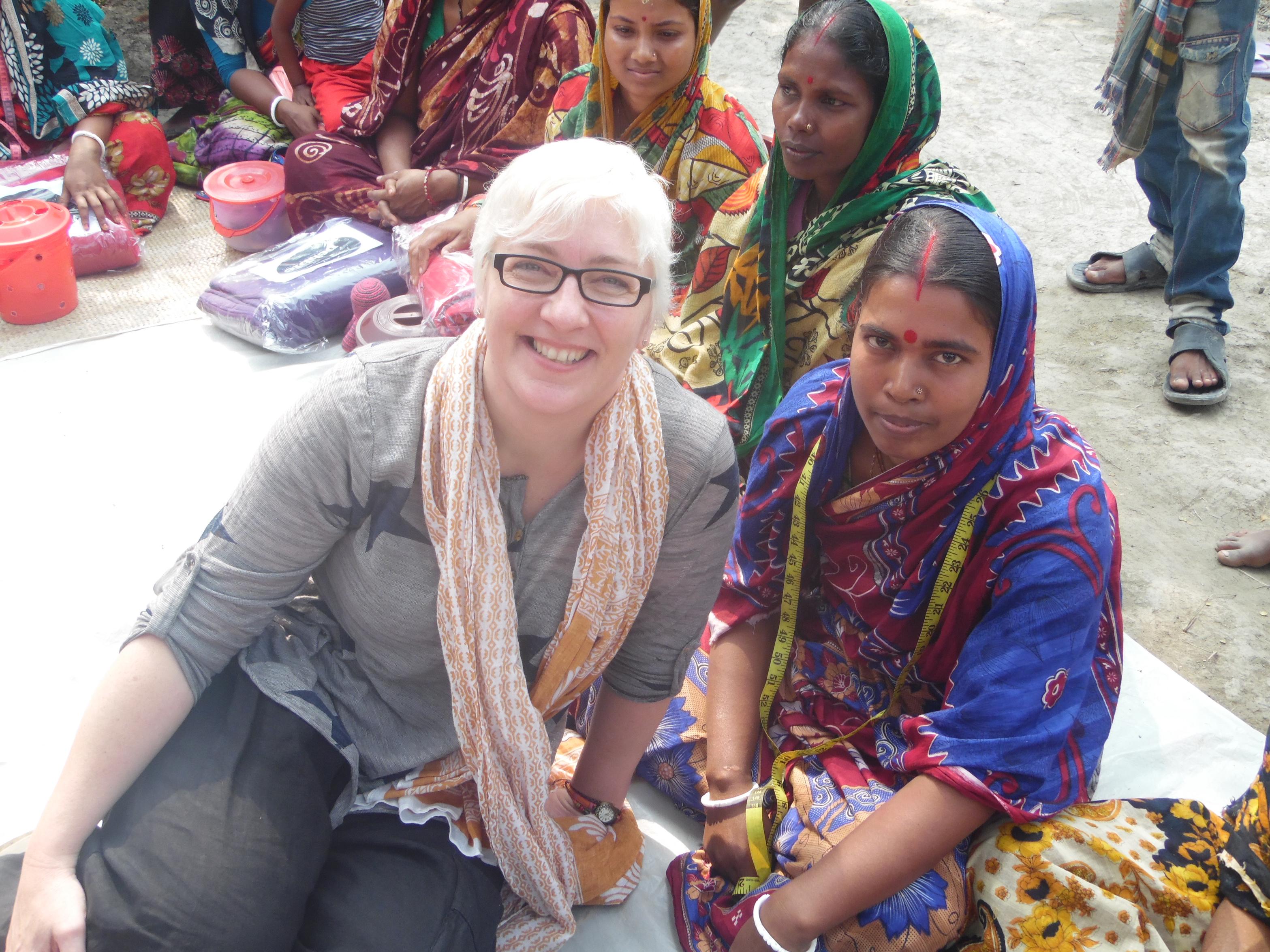 Liz with the ladies of the workers cooperative