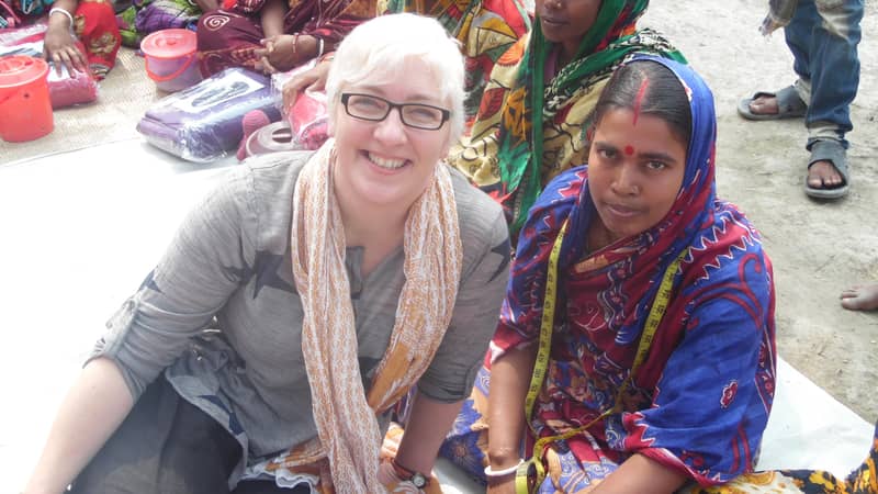 Liz with the ladies of the workers cooperative