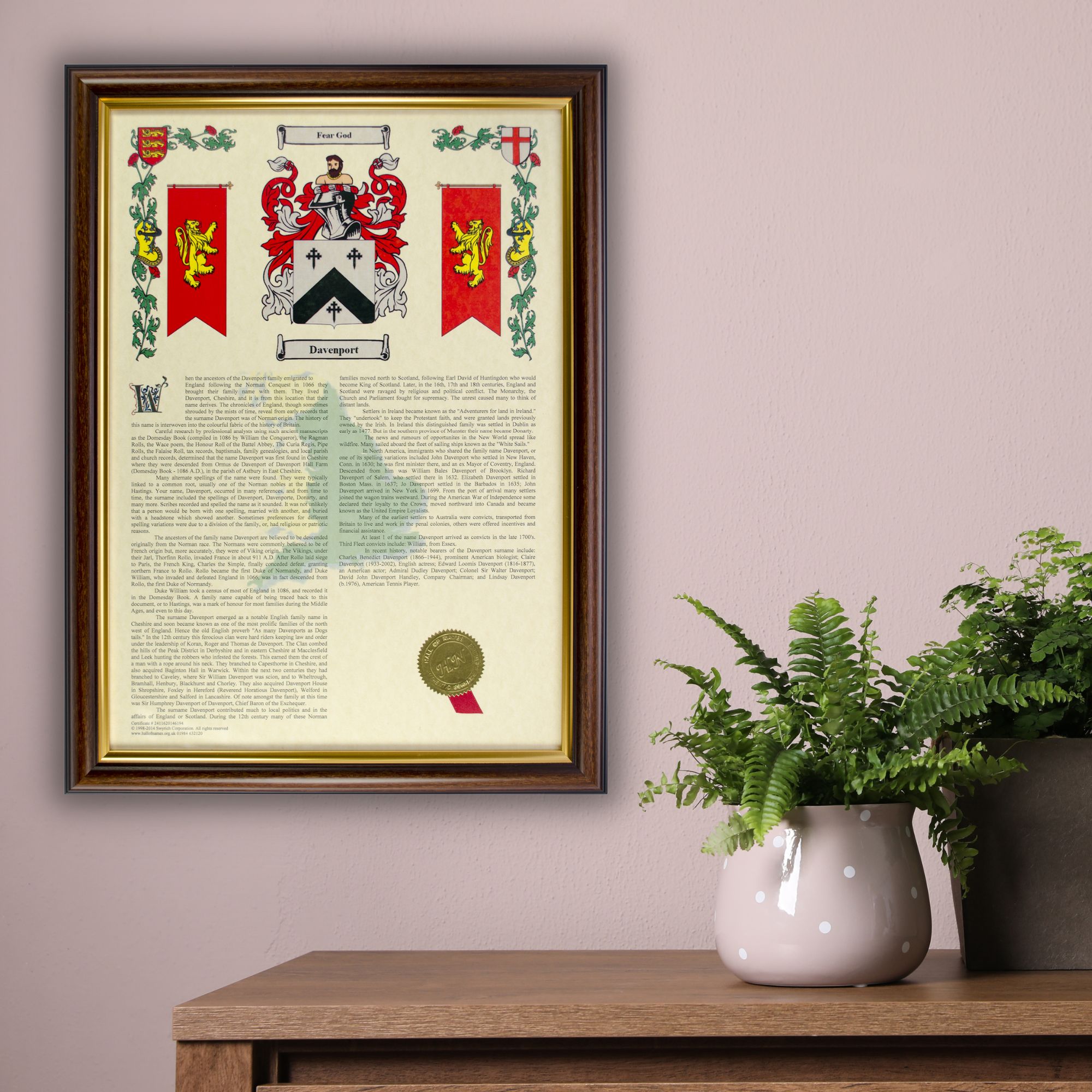 Surname History Scrolls are just one gift from a wide selection, and they include the earliest coat of arms for the name.