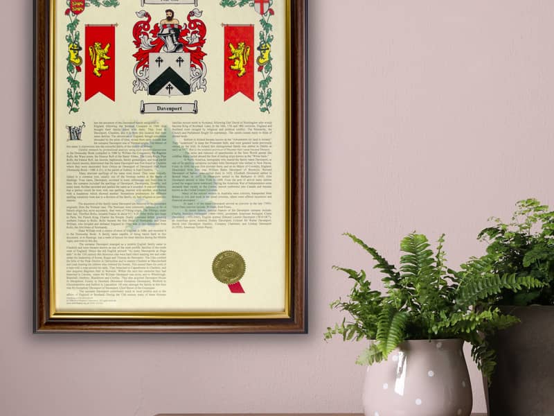 Surname History Scrolls are just one gift from a wide selection, and they include the earliest coat of arms for the name.