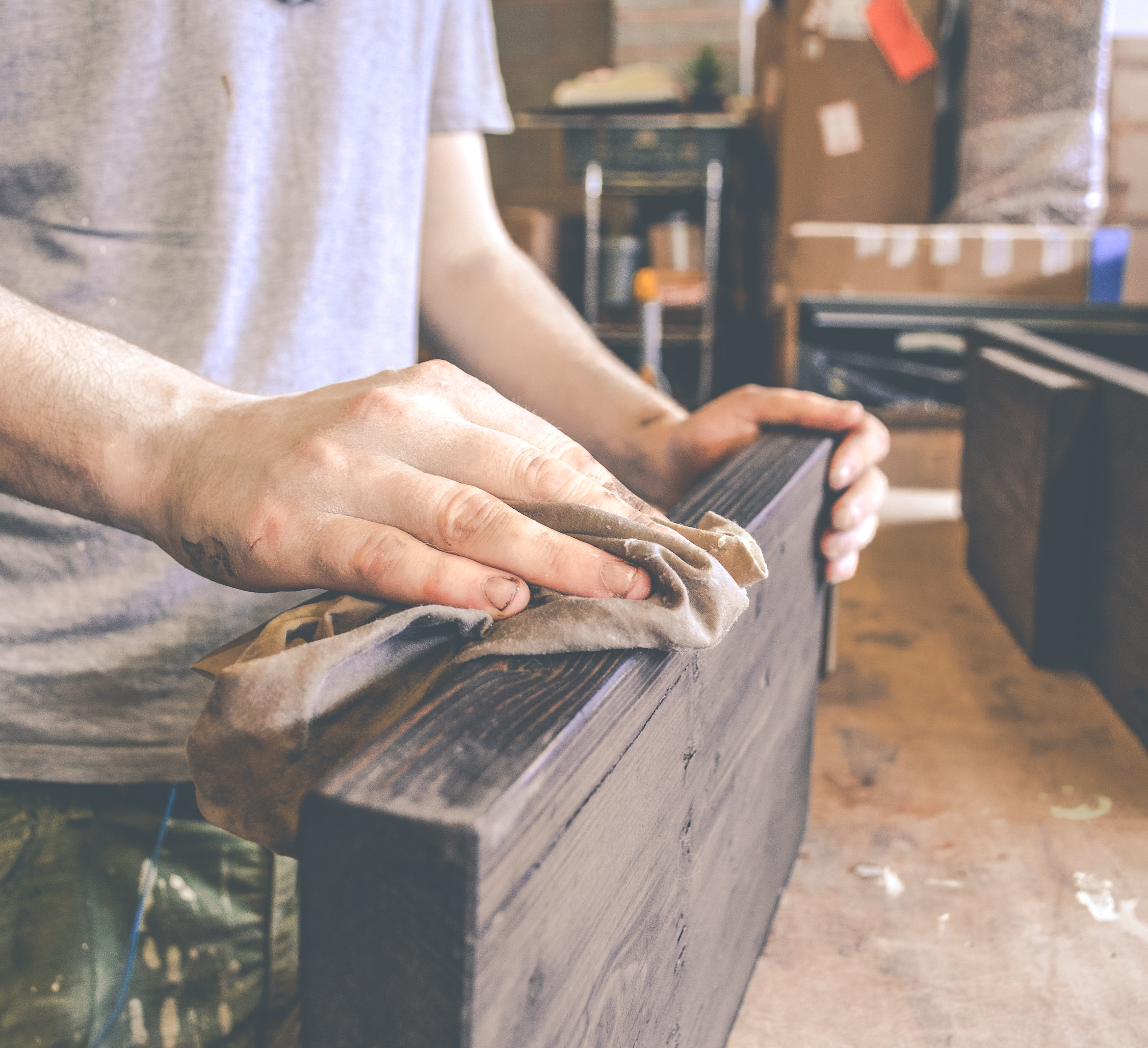 wood stain on reclaimed wood shelf