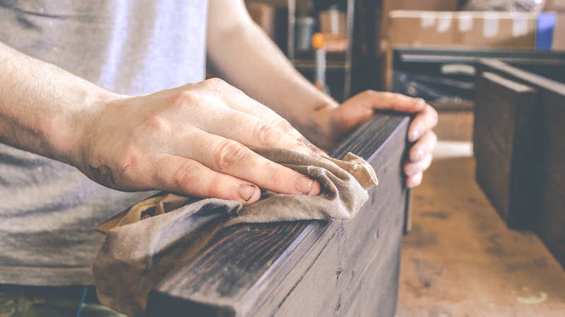 wood stain on reclaimed wood shelf
