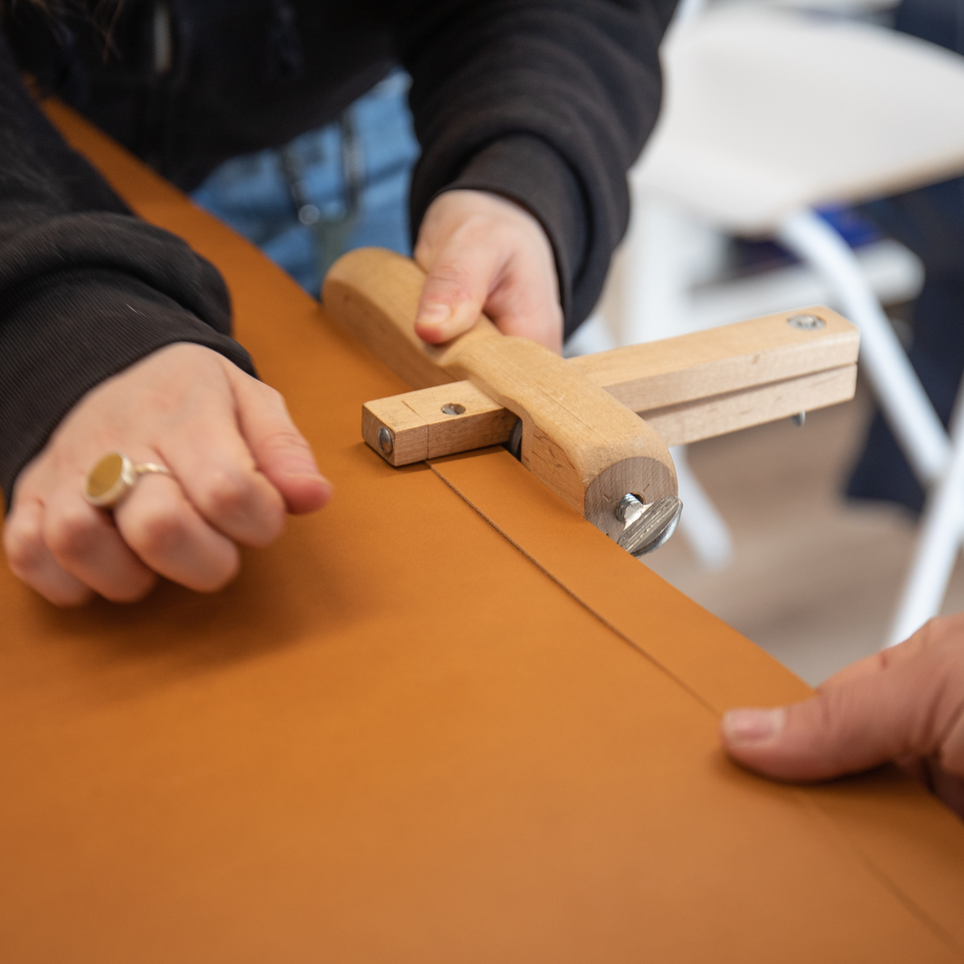 Dog collar being made