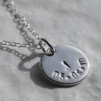 Aujune initial and date disc necklace
