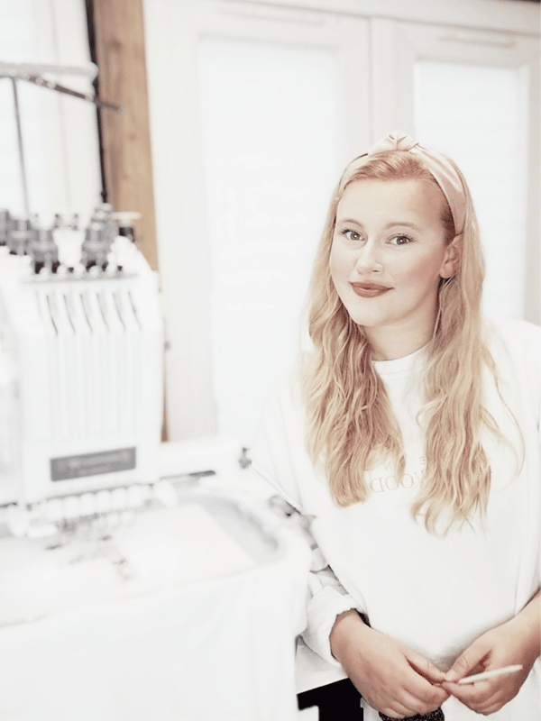 Business Owner and Embroidery Machine