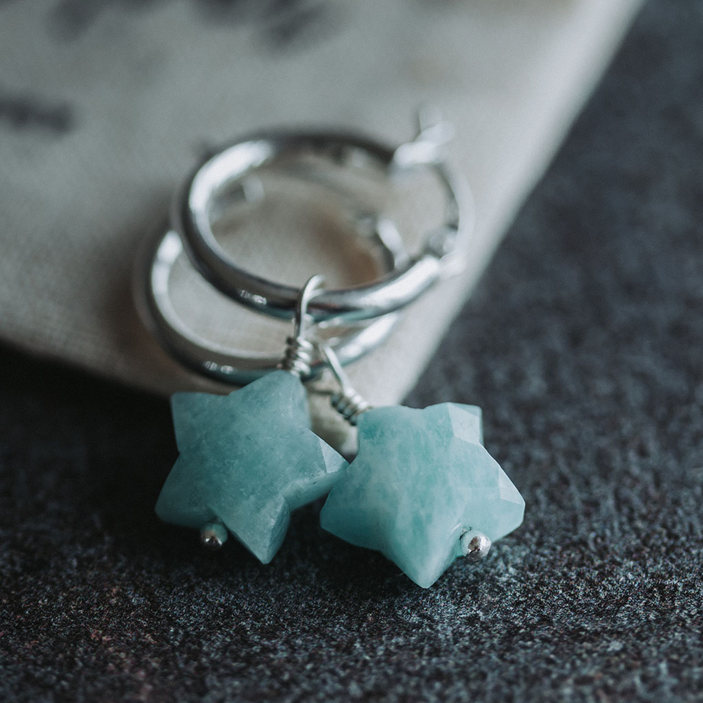 Amazonite star hoops