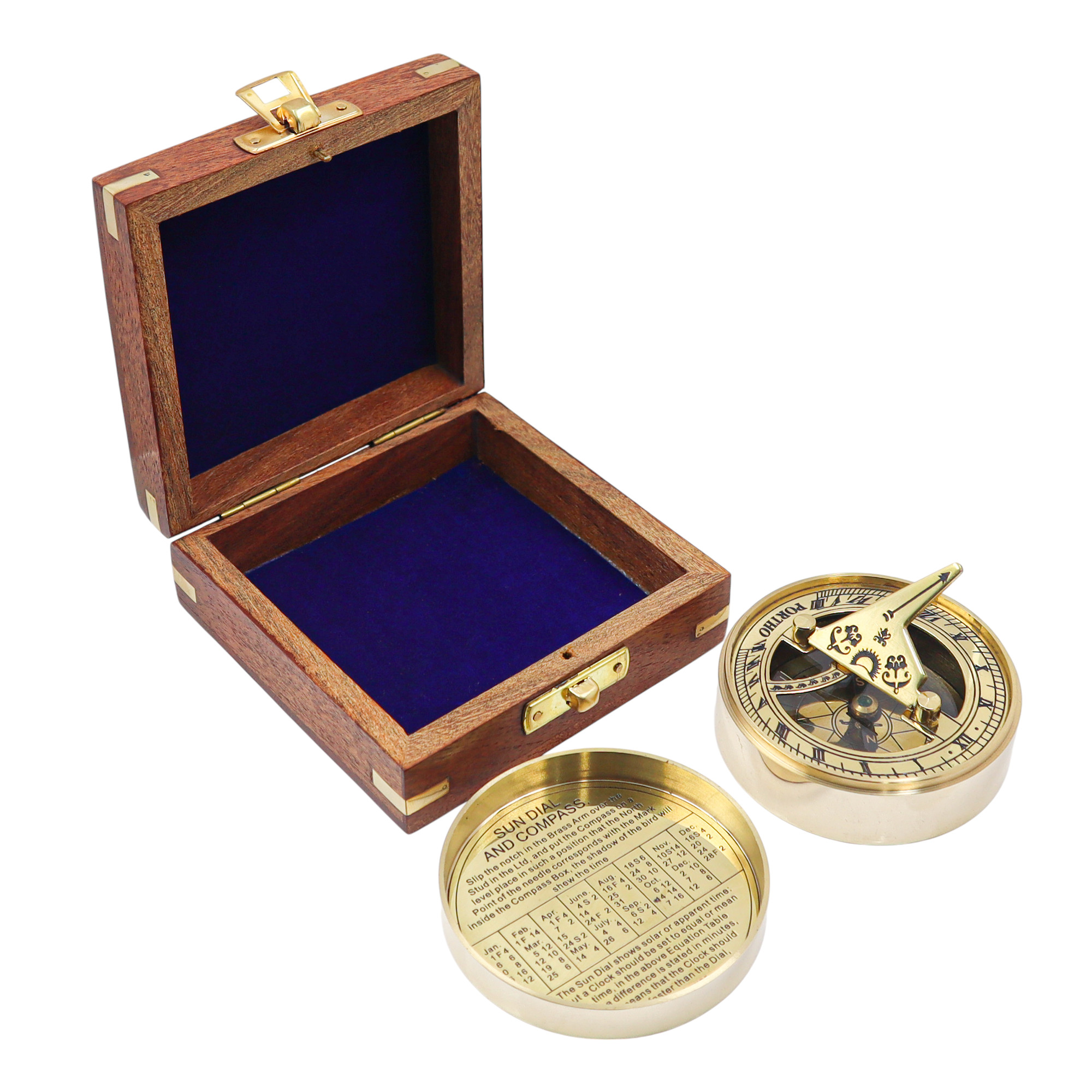 Our Signature Sundial Compass with Wooden Box